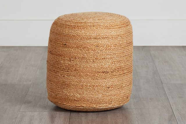 Alani Light Brown Round Accent Pouf