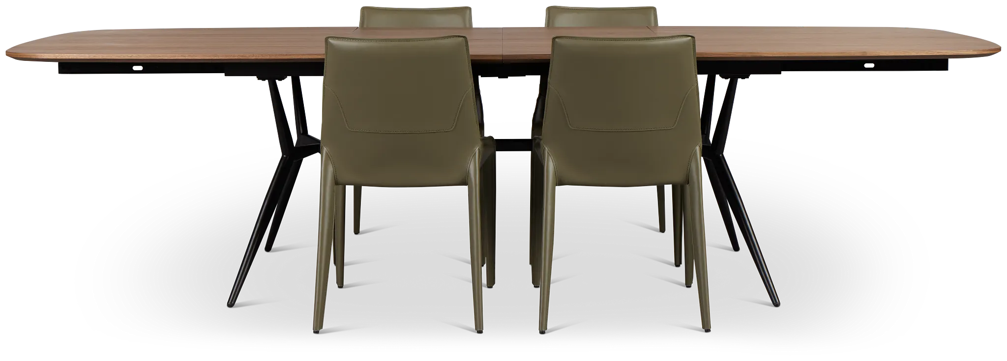 Margo Two-tone Rectangular Table & 4 Dark Green Upholstered Chair