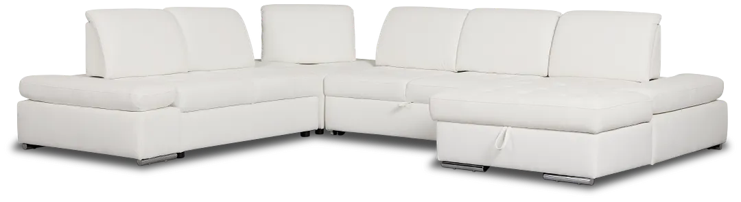 Eden White Lthr/vinyl Medium Right Chaise Sleeper Sectional