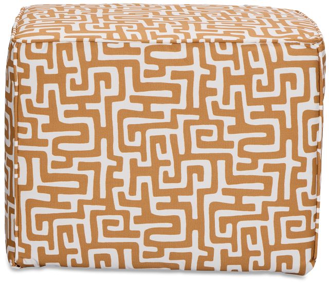 Enid Light Brown Fabric Accent Pouf
