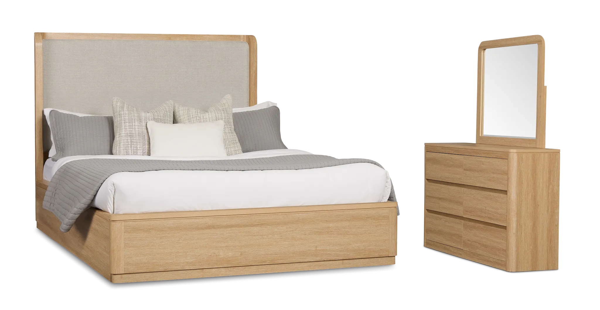 Emory Light Tone Uph Platform Bedroom