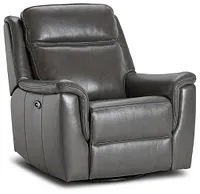 Aiden Dark Gray Leather Power Swivel Glider Recliner