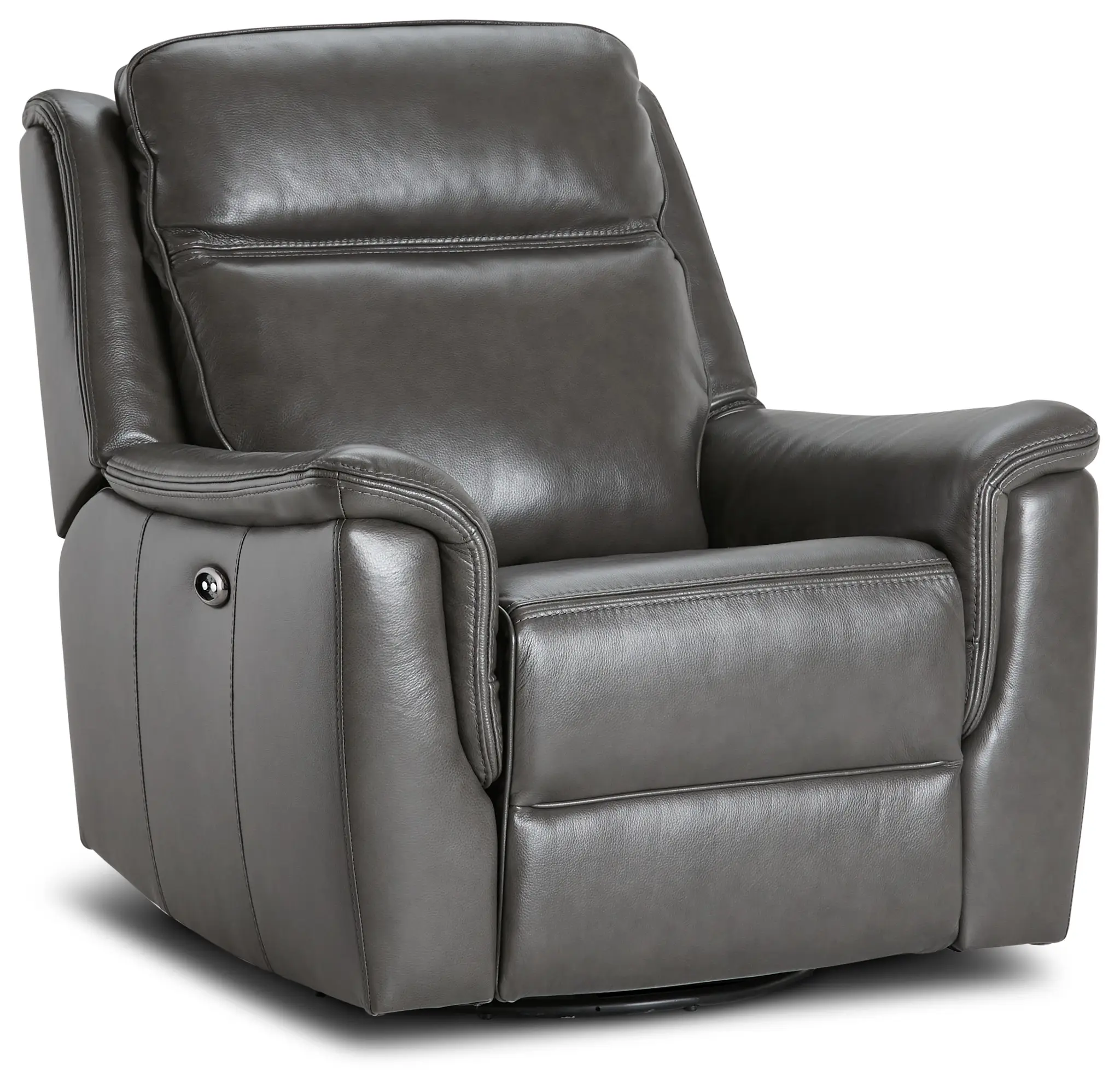 Aiden Dark Gray Leather Power Swivel Glider Recliner Aiden Dark Gray Leather Power Swivel Glider Recliner