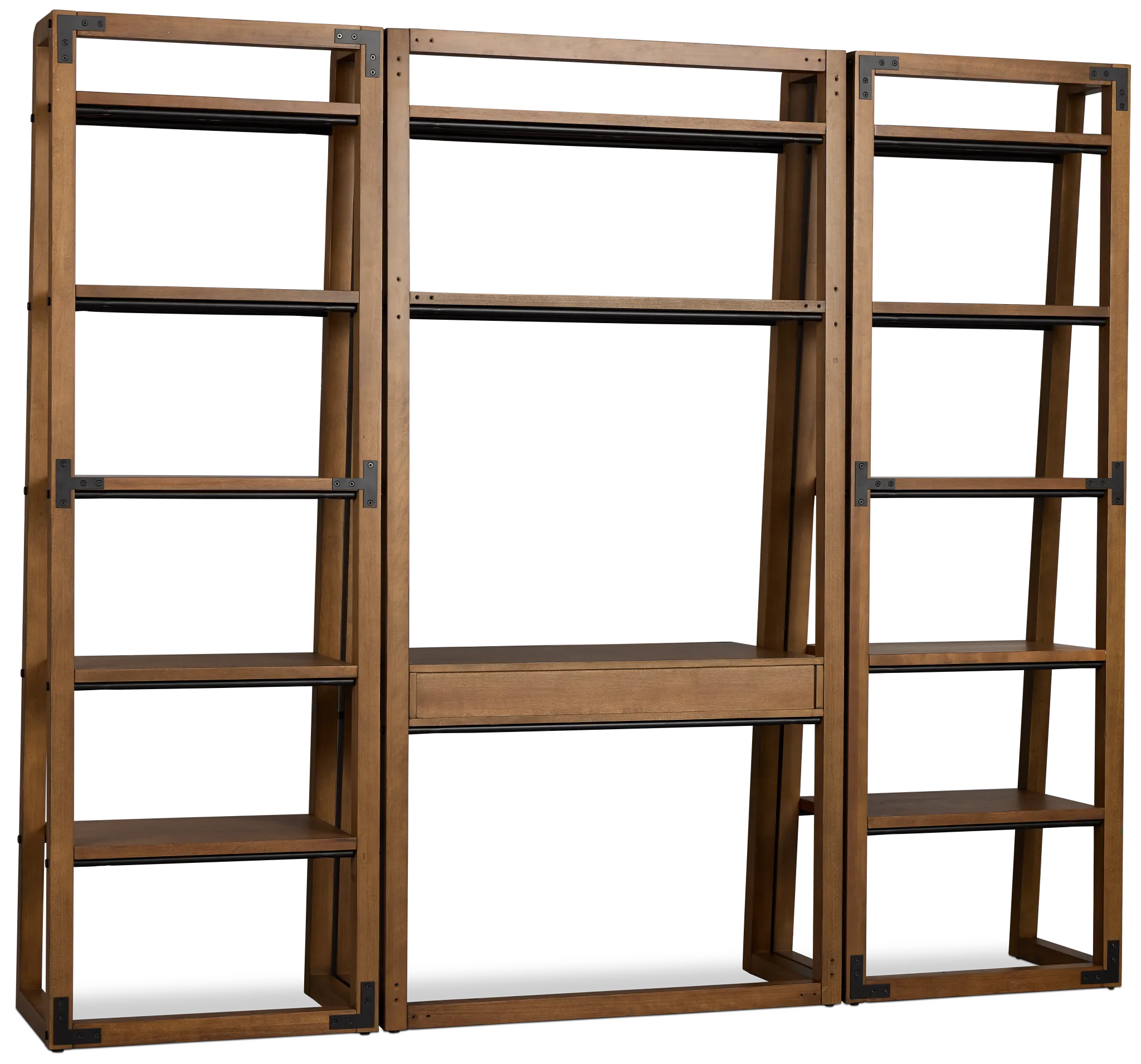 Rockford Light Tone Bookcase Wall Desk