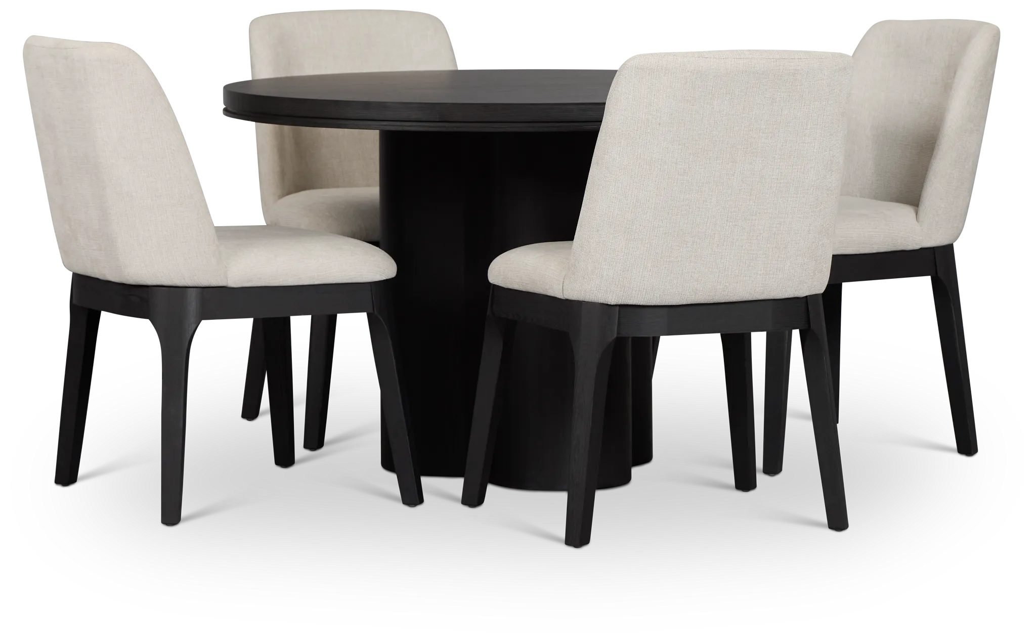 Emory Black Round Table & 4 Upholstered Chairs