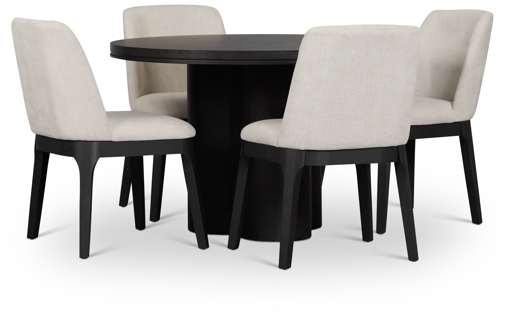 Emory Black Round Table & 4 Upholstered Chairs Emory Black Round Table & 4 Upholstered Chairs