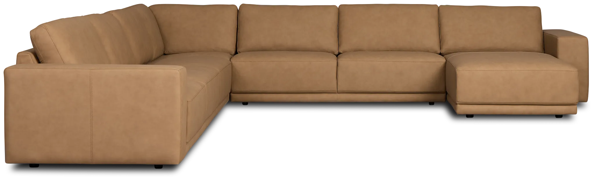 Kellan Light Brown Leather Large Right Chaise Sectional