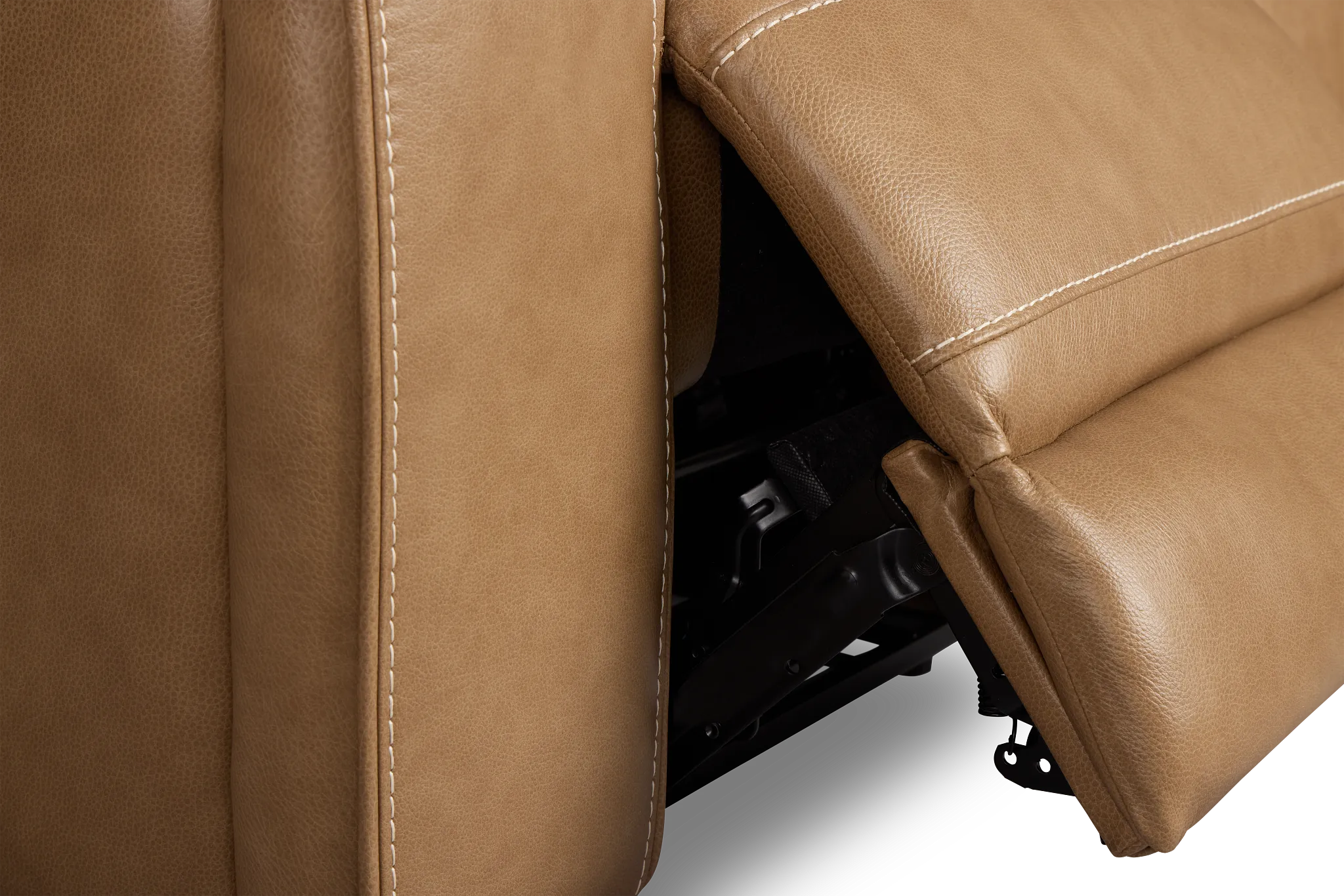 Jasper Light Brown Leather Small Two-arm Power Reclining Sectional