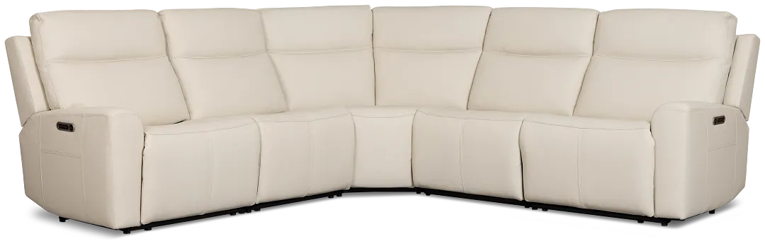 Flexsteel Sterling Ivory Lthr/vinyl Small Triple Power Reclining Two-arm Sectional