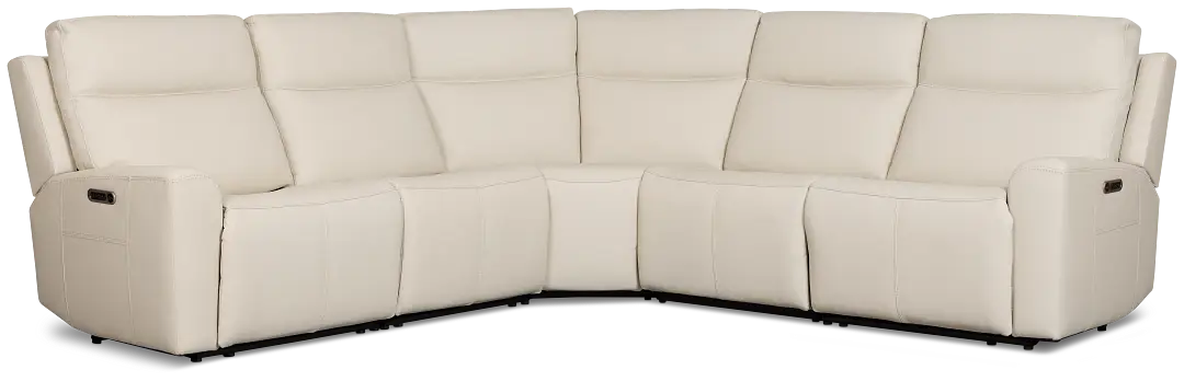 Flexsteel Sterling Ivory Lthr/vinyl Small Triple Power Reclining Two-arm Sectional Flexsteel Sterling Ivory Lthr/vinyl Small Triple Power Reclining Two-arm Sectional