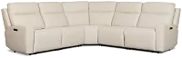 Flexsteel Sterling Ivory Lthr/vinyl Small Triple Power Reclining Two-arm Sectional