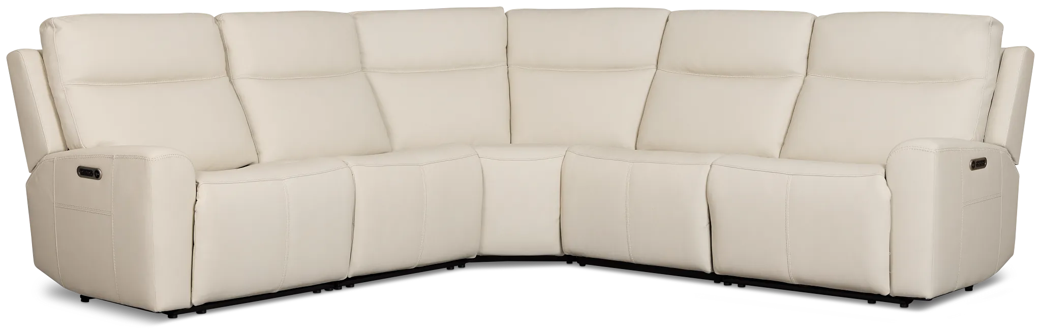 Flexsteel Sterling Ivory Lthr/vinyl Small Triple Power Reclining Two-arm Sectional