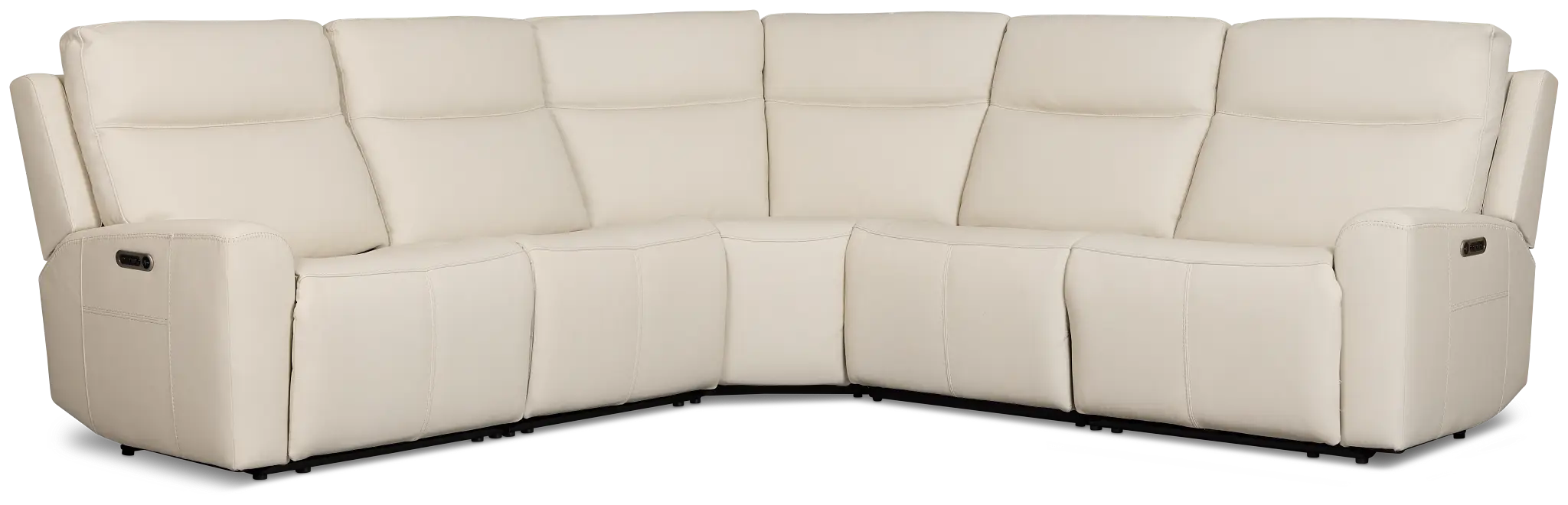 Flexsteel Sterling Ivory Lthr/vinyl Small Triple Power Reclining Two-arm Sectional Flexsteel Sterling Ivory Lthr/vinyl Small Triple Power Reclining Two-arm Sectional