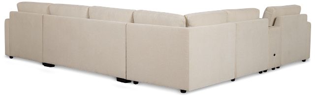 Addie Beige Fabric Medium Right Chaise Sleeper Sectional With Console