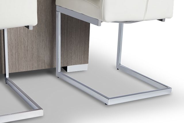 Lucca Gray Rect Table & 4 White Upholstered Chairs