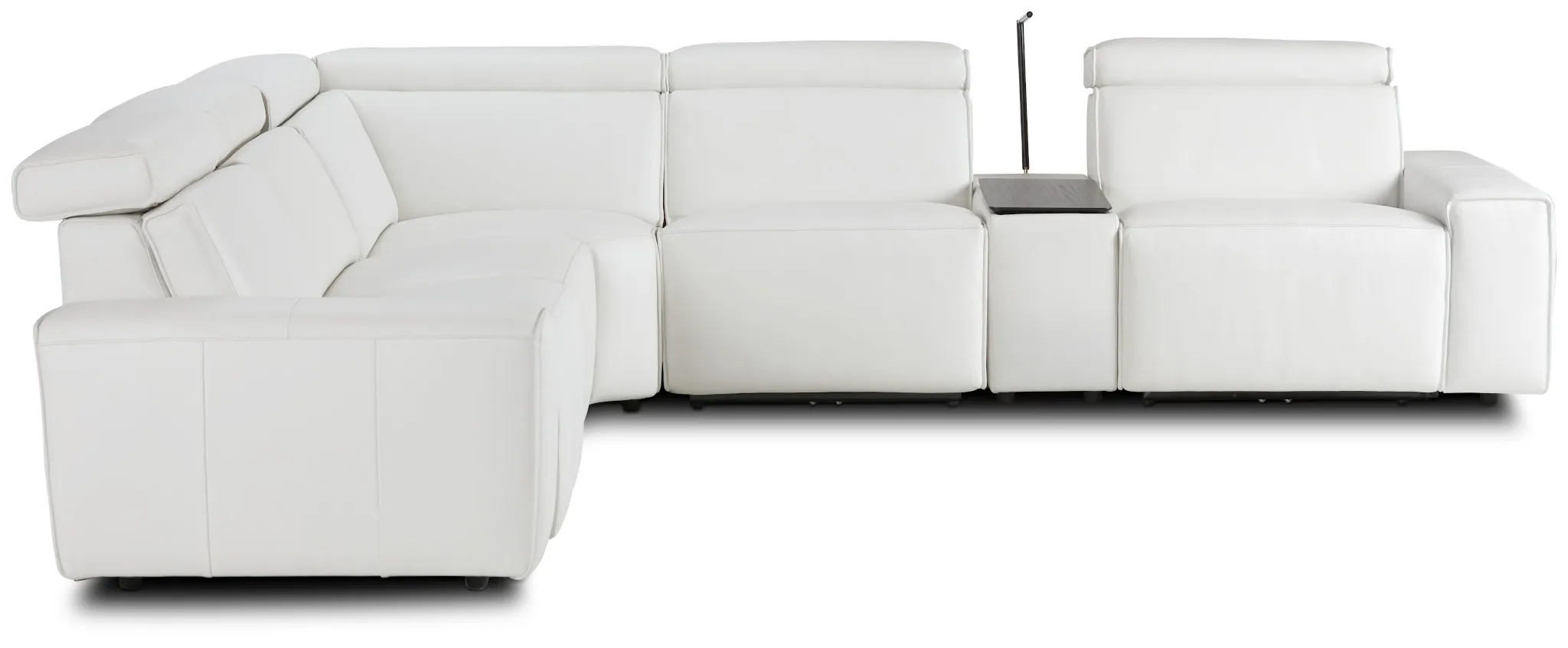Carmelo White Leather Medium Dual Power 2-arm Reclining Sectional
