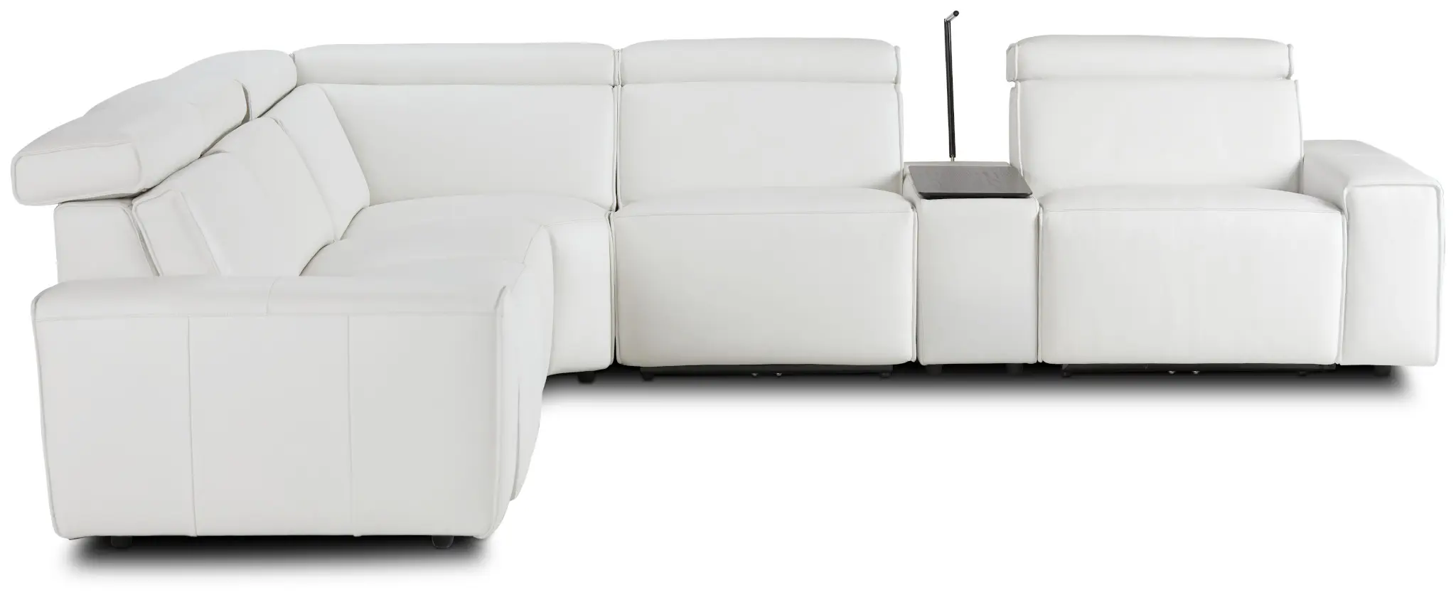 Carmelo White Leather Medium Dual Power 2-arm Reclining Sectional Carmelo White Leather Medium Dual Power 2-arm Reclining Sectional