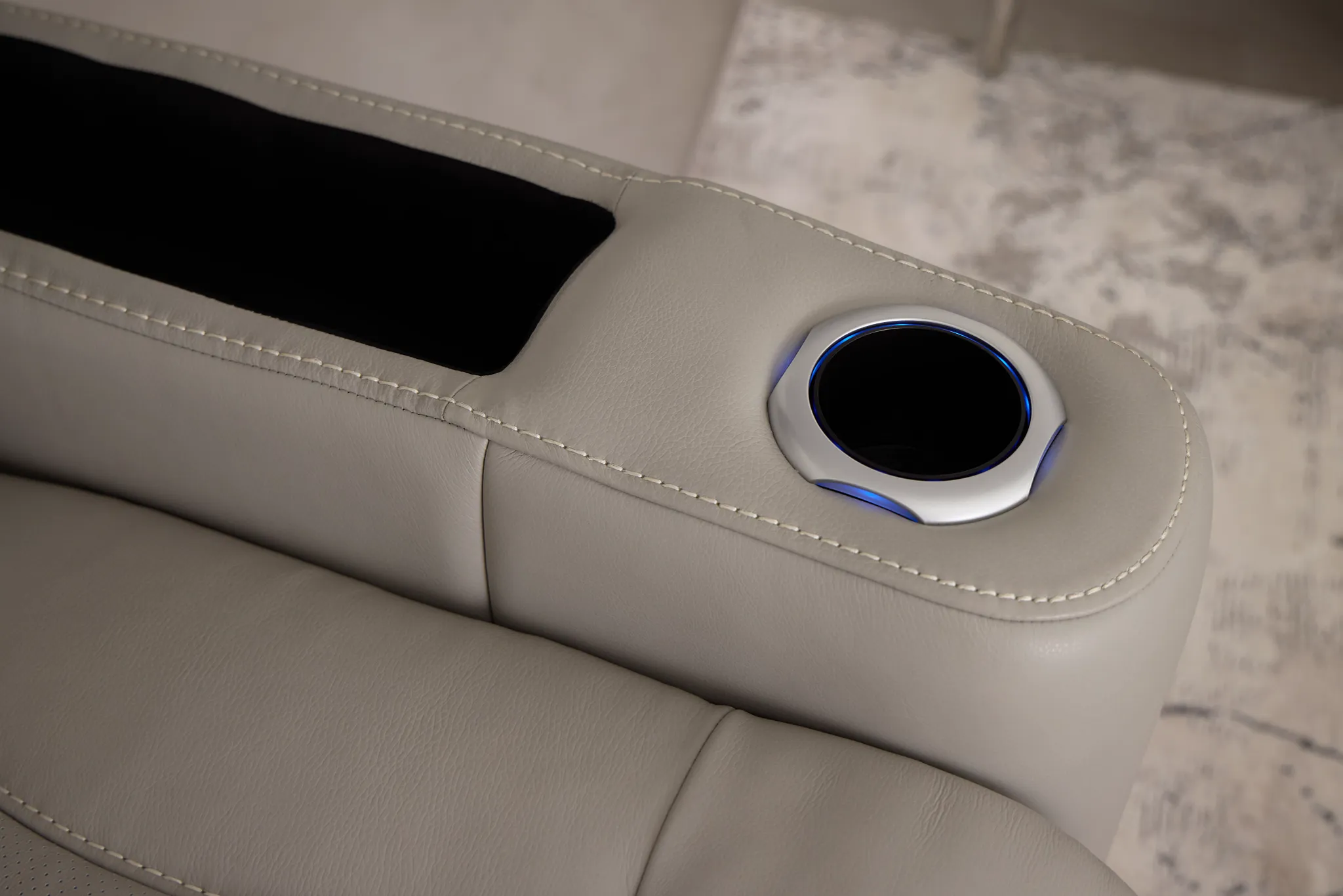 Nova Light Gray Lthr/vinyl Power Recliner W/ Massage