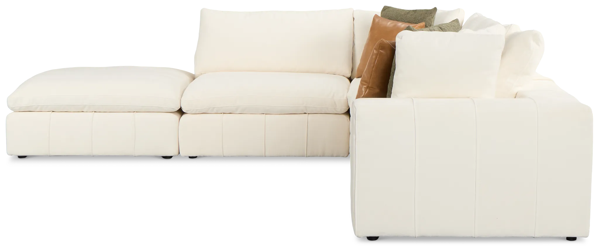 Cruz White Fabric 5pc Bumper Sectional
