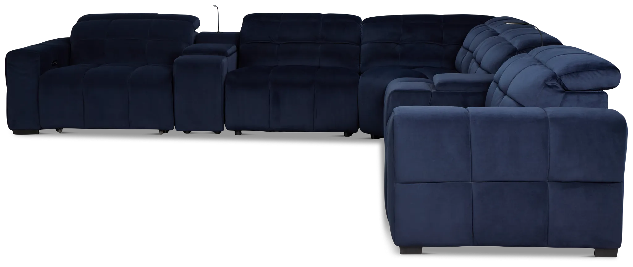 Gemma Navy Velvet Large Right Chaise Power Reclining Sectional