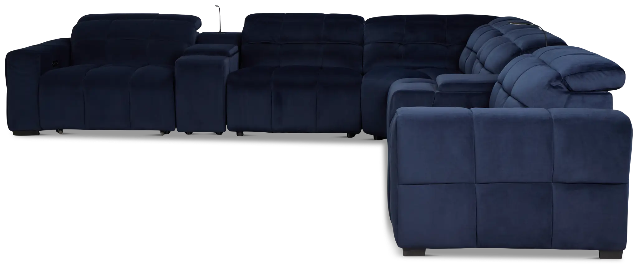 Gemma Navy Velvet Large Right Chaise Power Reclining Sectional Gemma Navy Velvet Large Right Chaise Power Reclining Sectional