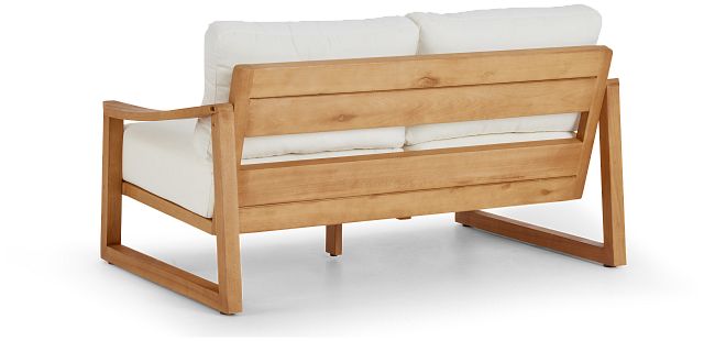 Tobago Light Tone Loveseat With White Cushions