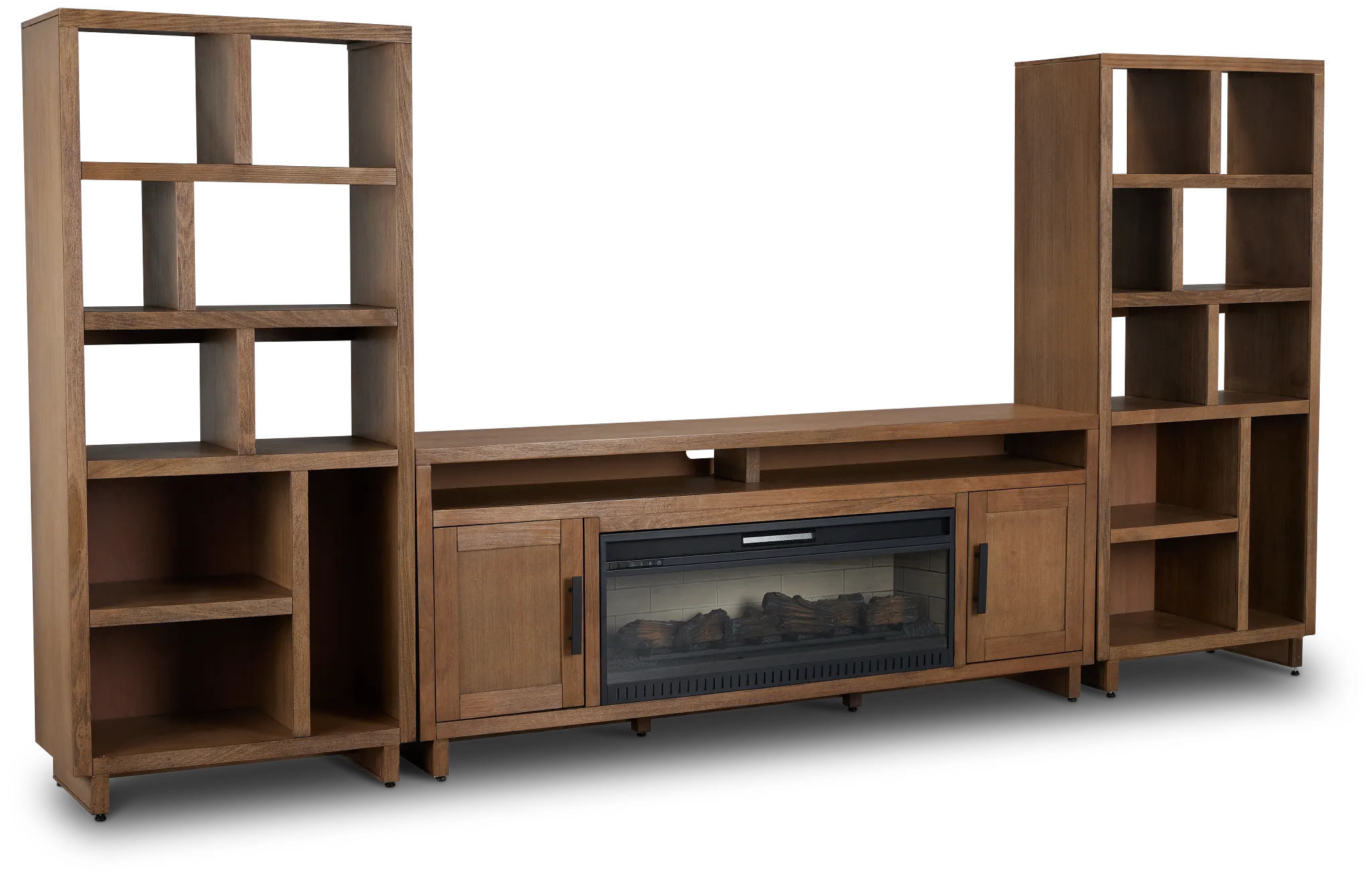 Richmond Light Tone 80" Open Pier Entertainment Wall With Fireplace