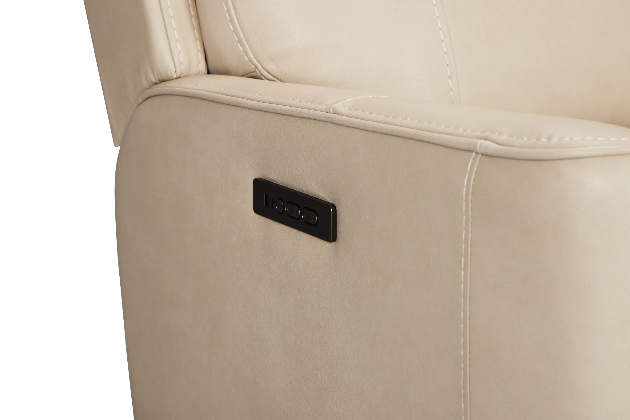 Benji Light Beige Lthr/vinyl Zero Gravity Power Recliner W/headrest