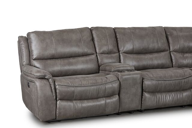Dober Dark Gray Micro Large Triple Power Reclining Two-arm Sectional