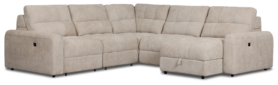 Hendrix Light Taupe Fabric Small Right Chaise Power Extension Sectional