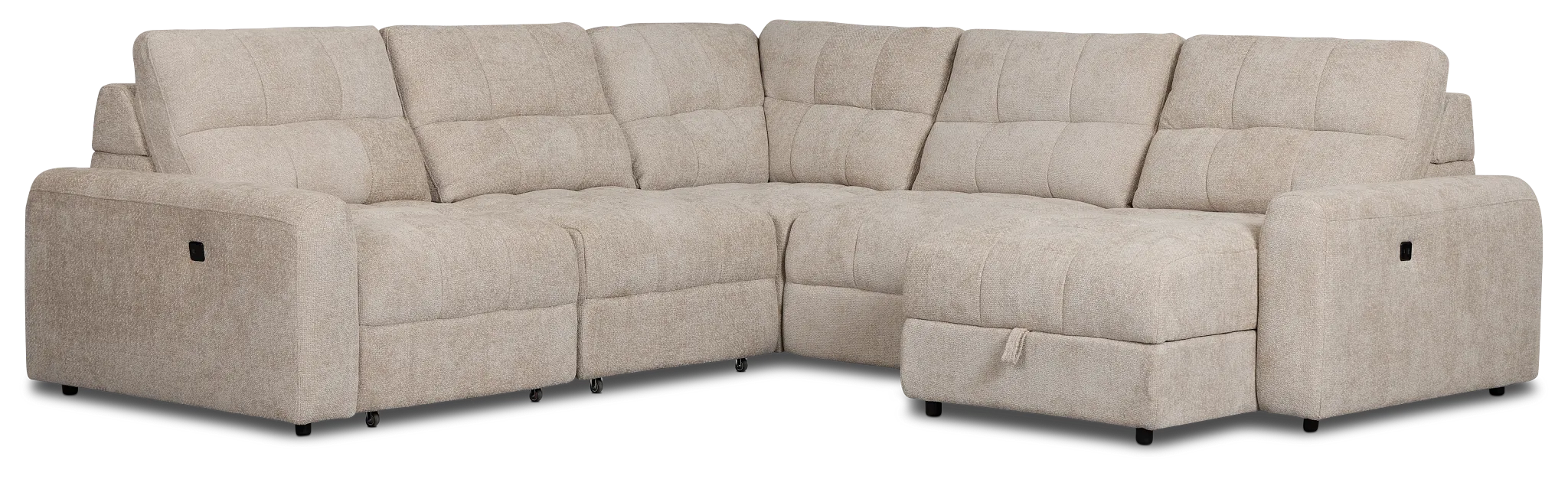 Hendrix Light Taupe Fabric Small Right Chaise Power Extension Sectional