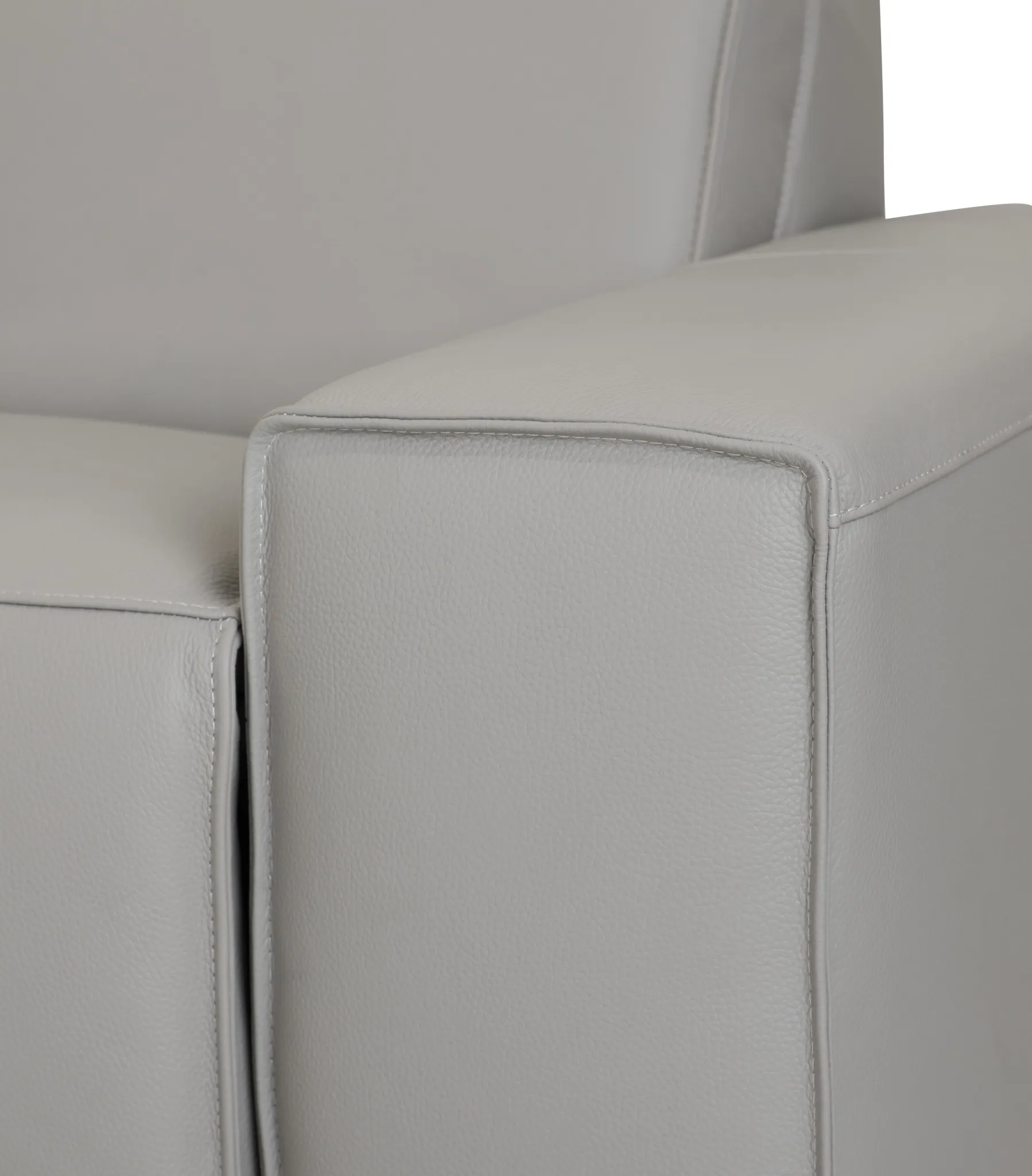 Carmelo Gray Leather Medium Triple Power 2-arm Sectional