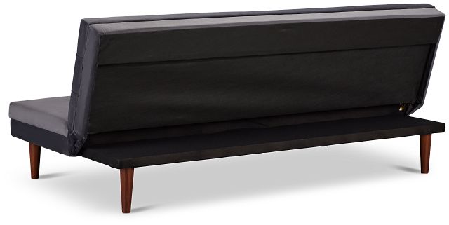 Ellie Dark Gray Velvet Sofa Futon