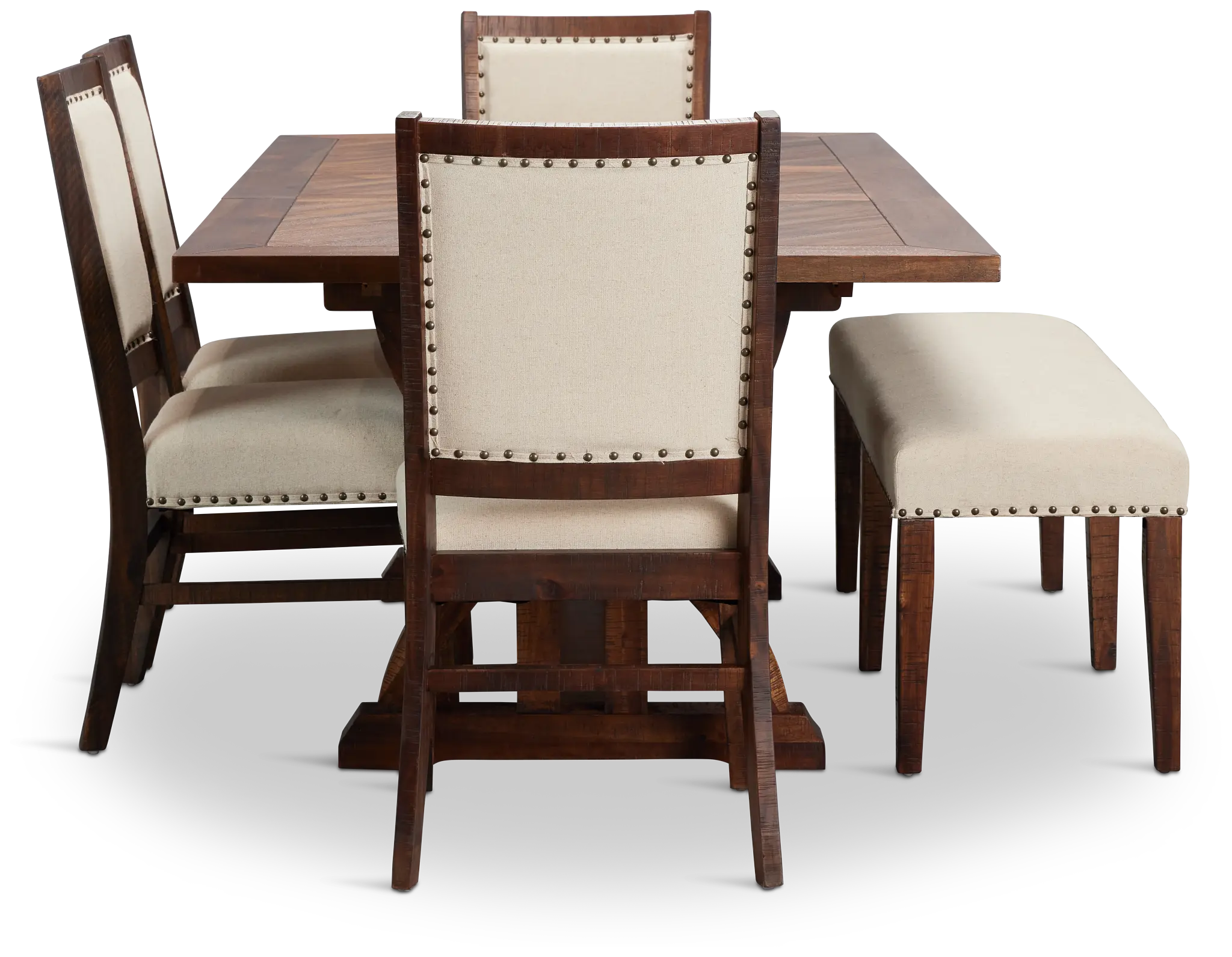 Joplin Dark Tone Extension Rectangular Table With 4 Side Chairs & Bench Joplin Dark Tone Extension Rectangular Table With 4 Side Chairs & Bench