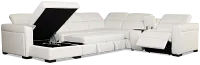Melody White Storage Medium Left Power Reclining Chaise Sleeper Sect