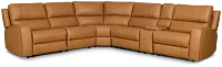 Summit Light Brown Lthr/vinyl Medium Triple Power 2-arm Sectional