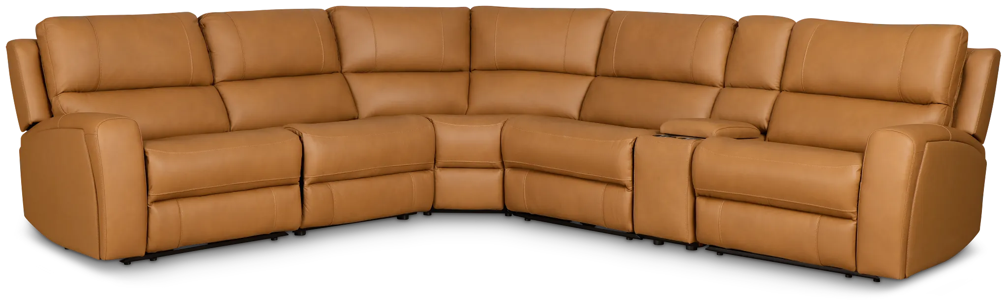 Summit Light Brown Lthr/vinyl Medium Triple Power 2-arm Sectional