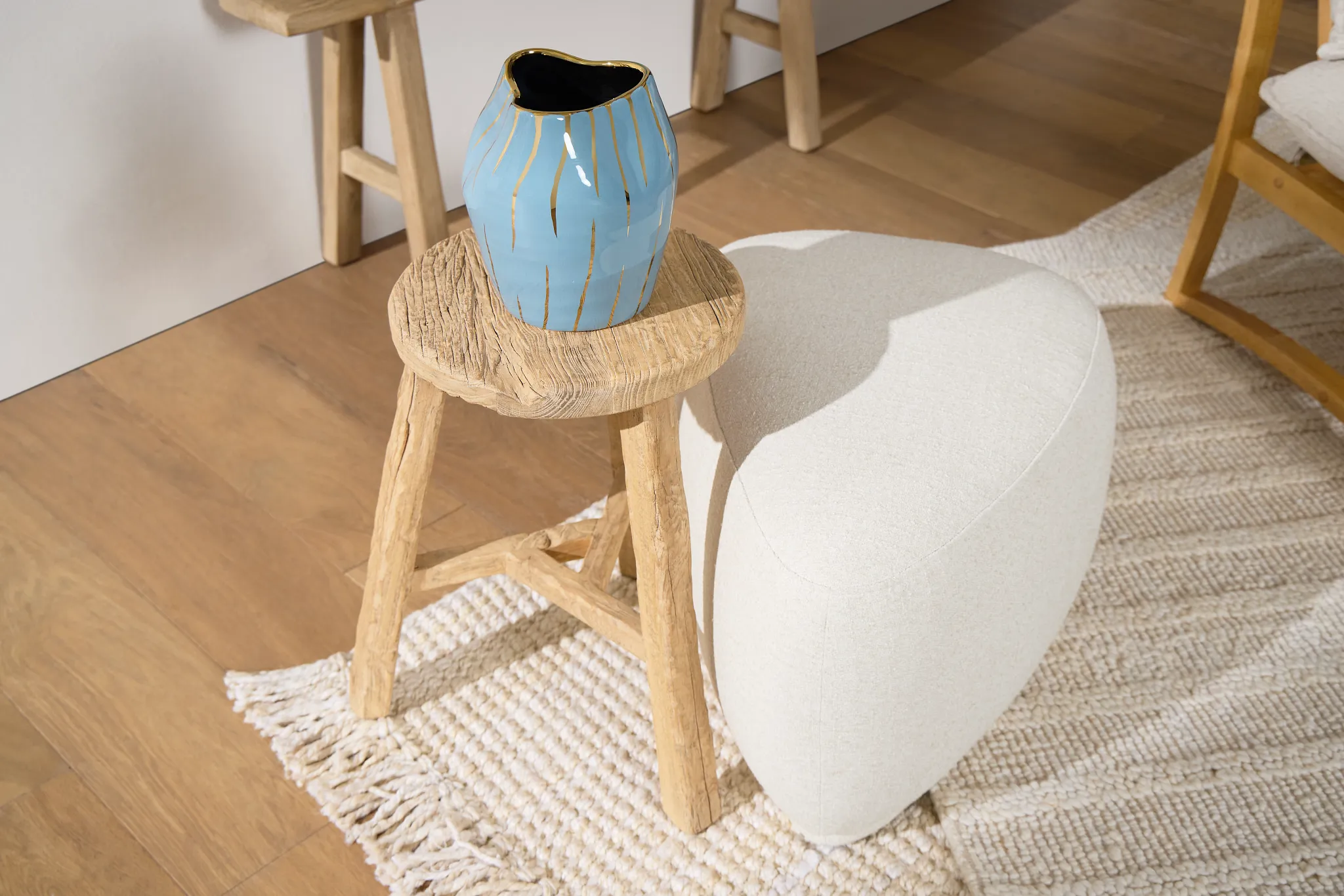 Nina Light Tone Round Accent Stool