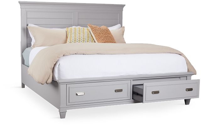 Cape Cod Gray Panel Storage Bed