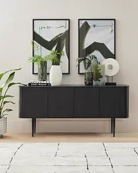 Ambrose Black Glass Console Table