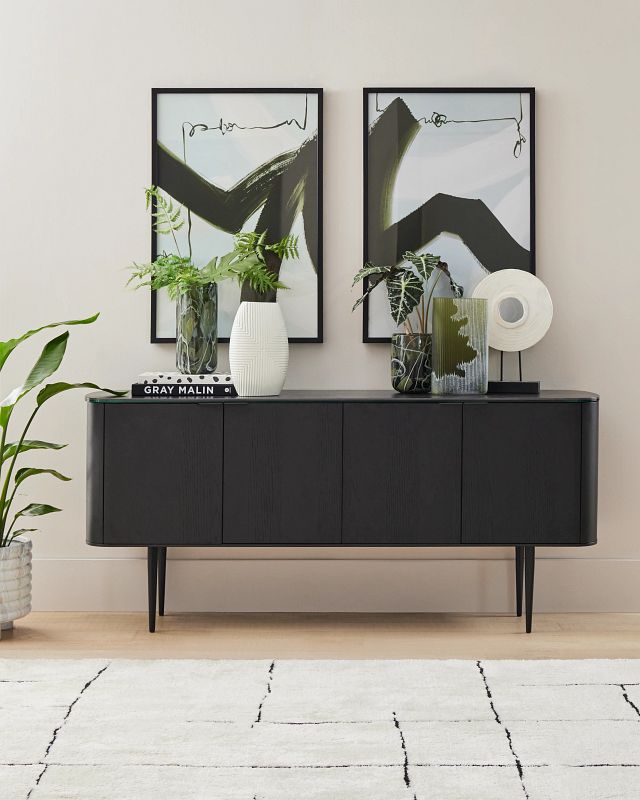 Ambrose Black Glass Console Table