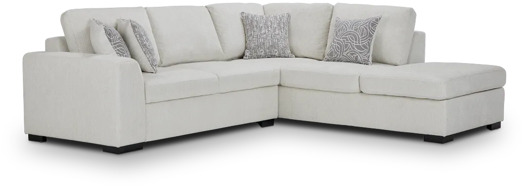 Blakely White Fabric Small Right Bumper Sectional