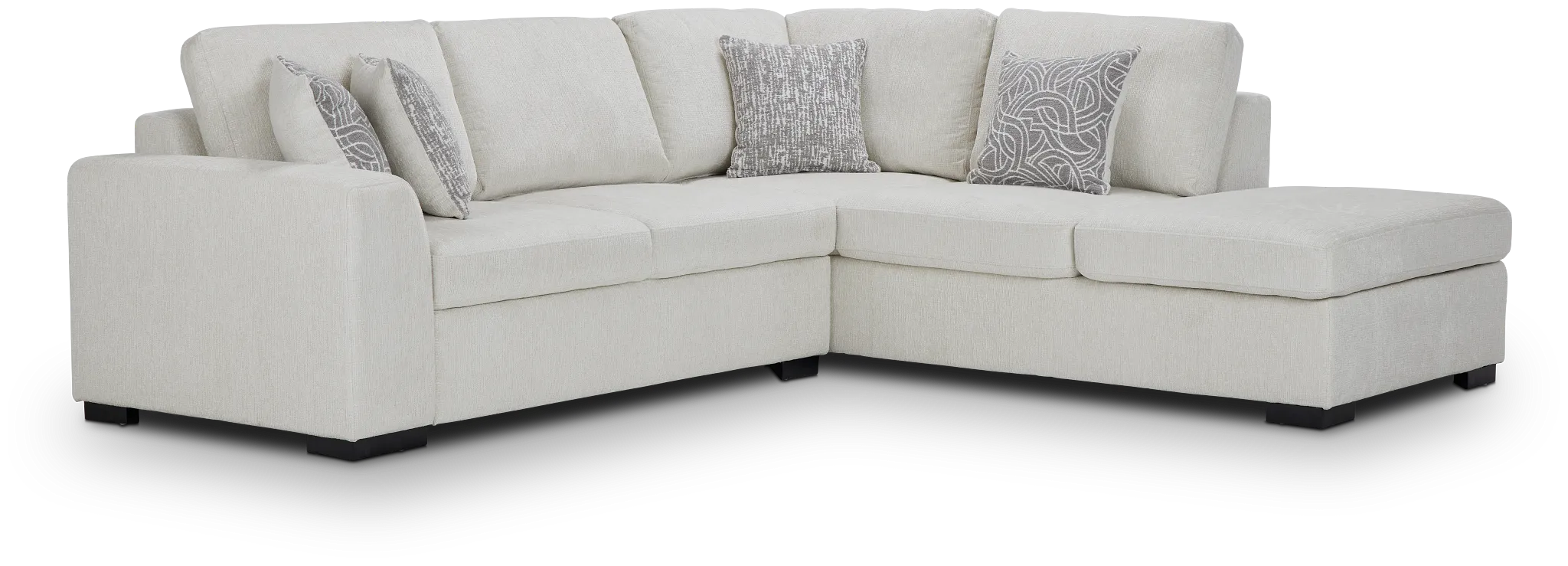Blakely White Fabric Small Right Bumper Sectional