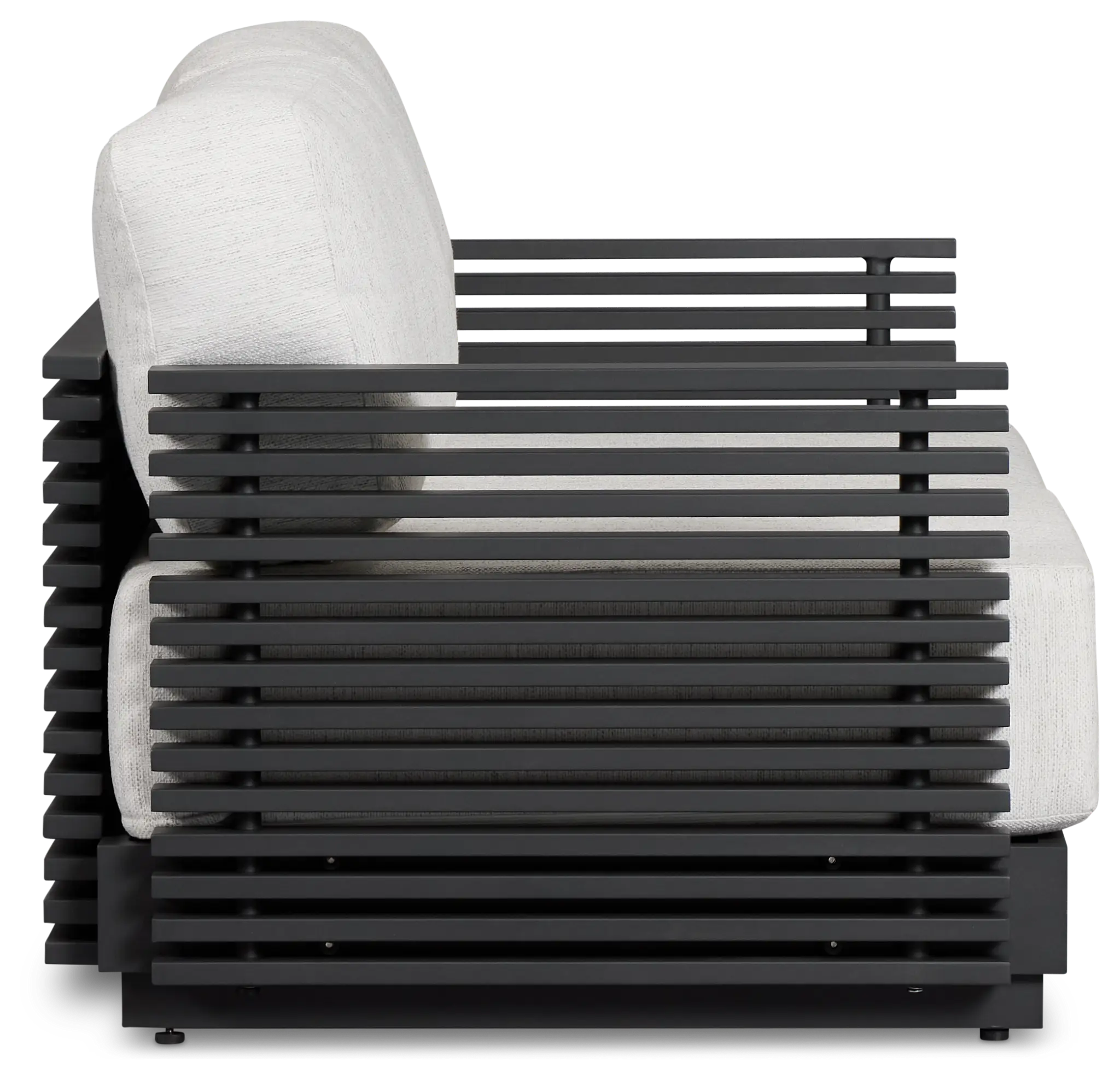 Monterey Black Aluminum Loveseat With Light Gray Cushions Monterey Black Aluminum Loveseat With Light Gray Cushions