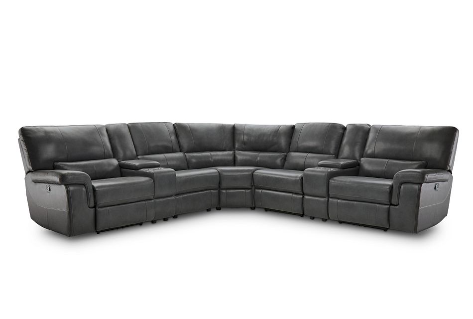 Weston Dark Gray Lthr Vinyl Large Two Arm Manually Reclining