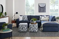 Davis Dark Blue Micro Right Bumper Sectional