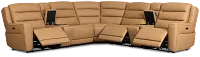 Wilder Brown Leather Large Triple Power Reclining Two-arm Sectional
