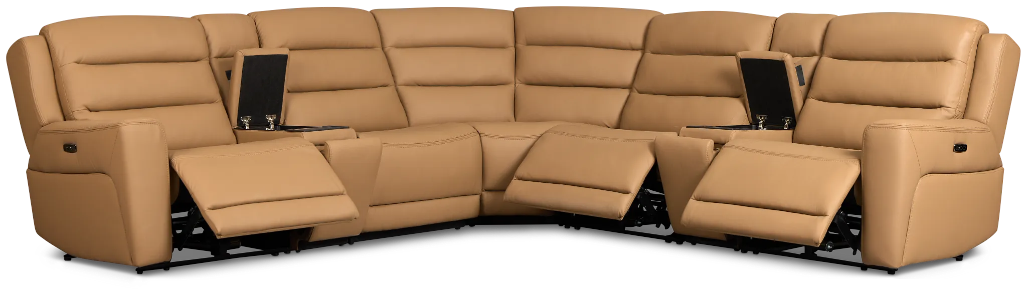 Wilder Brown Leather Large Triple Power Reclining Two-arm Sectional