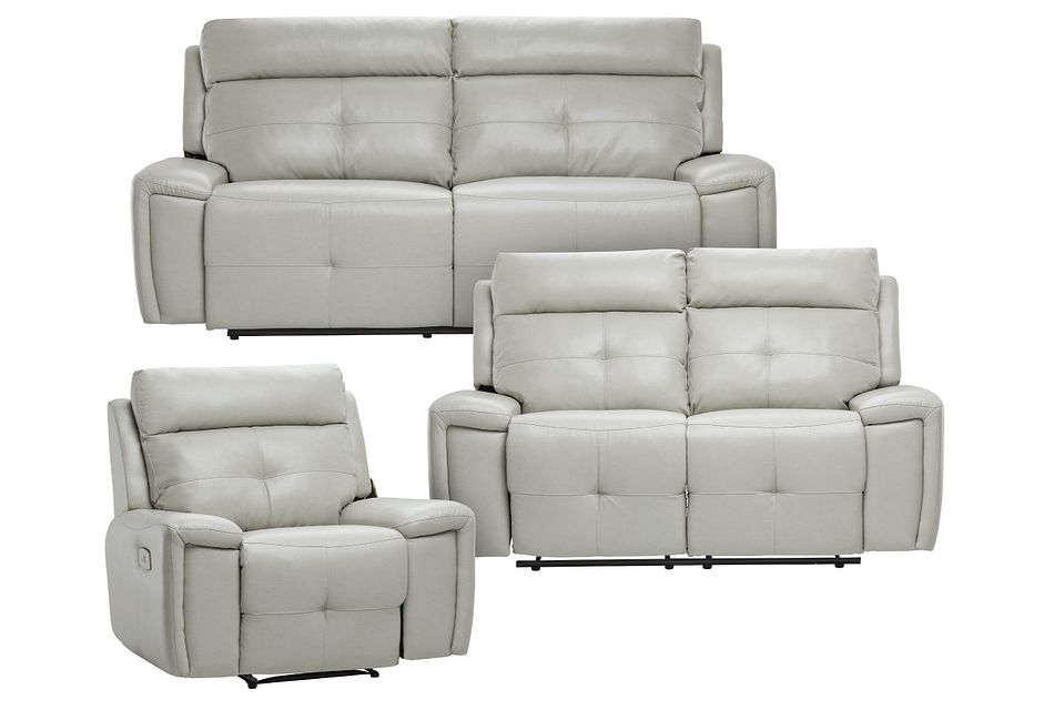 Chandler Light Gray Micro Power Reclining Living Room Living