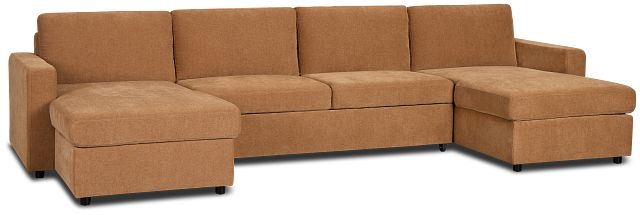 Addie Brown Fabric Double Chaise Sleeper Storage Sectional